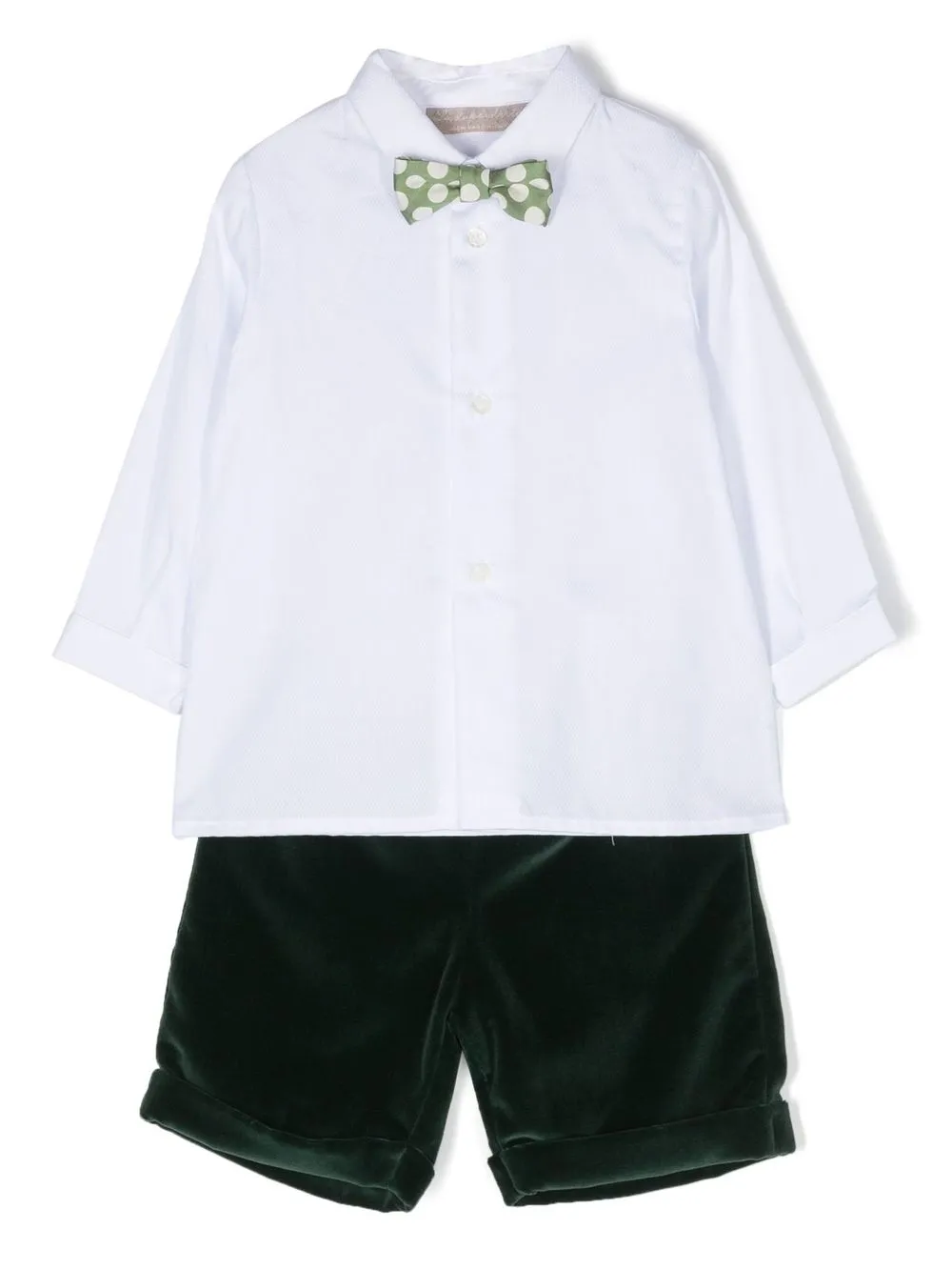 

La Stupenderia Filippo velvet short and shirt set - Green