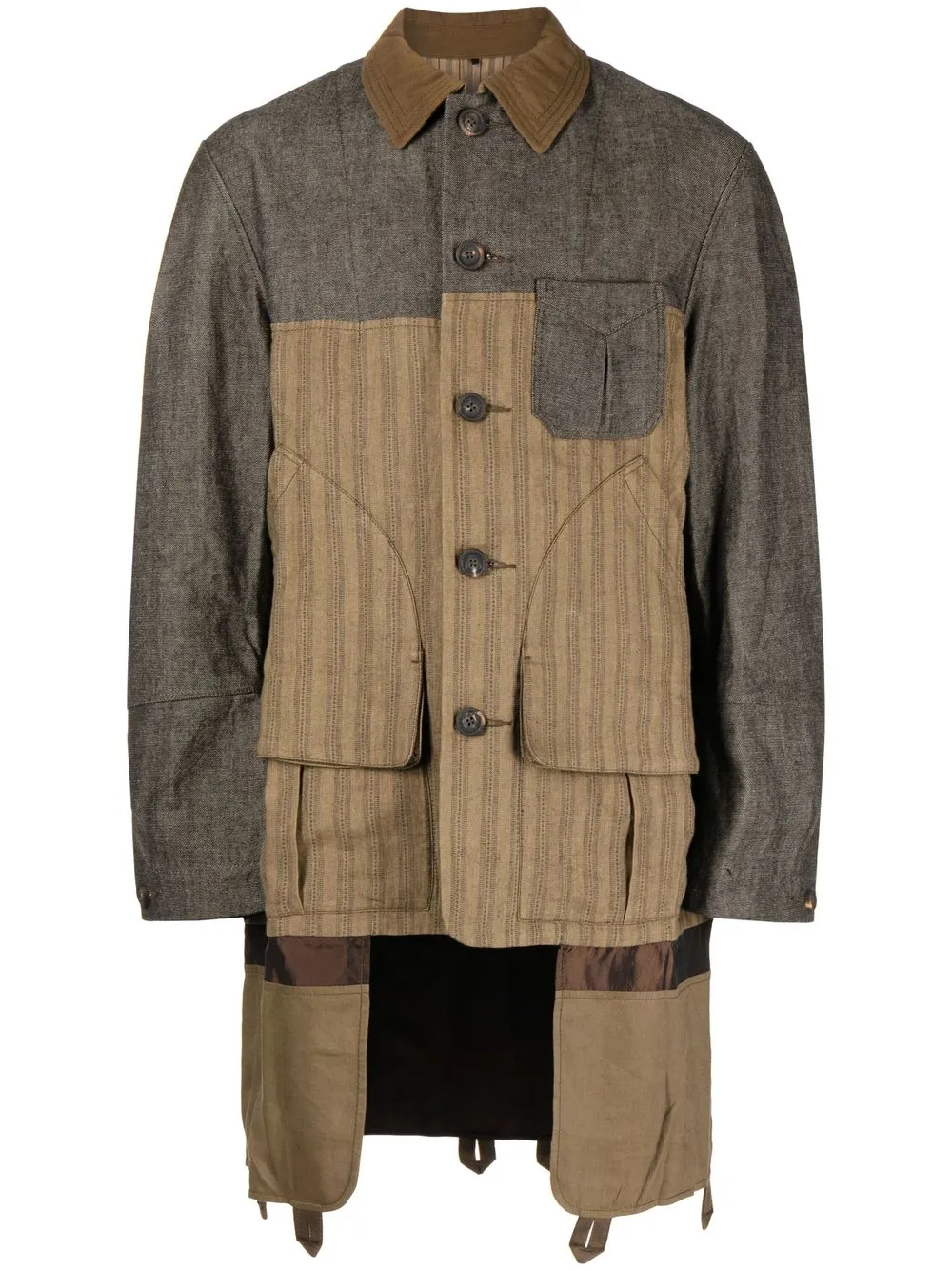 

Ziggy Chen rear-tie patchwork jacket - Brown