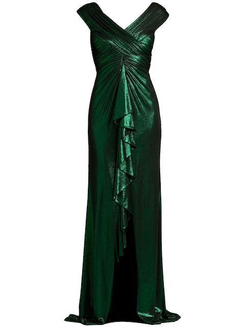 Tadashi Shoji Gerafftes Metallic-Kleid