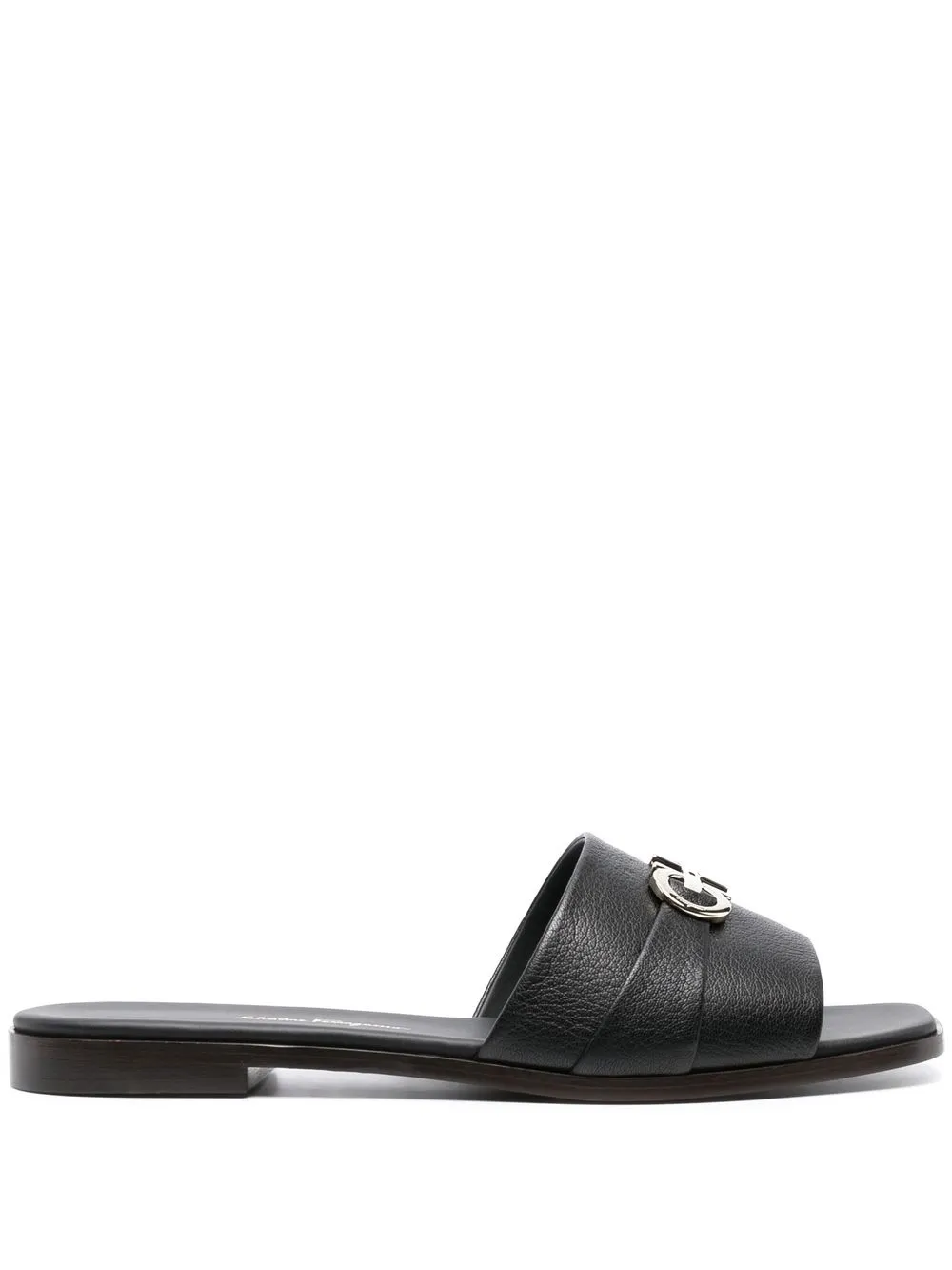

Ferragamo leather logo plaque sandals - Black