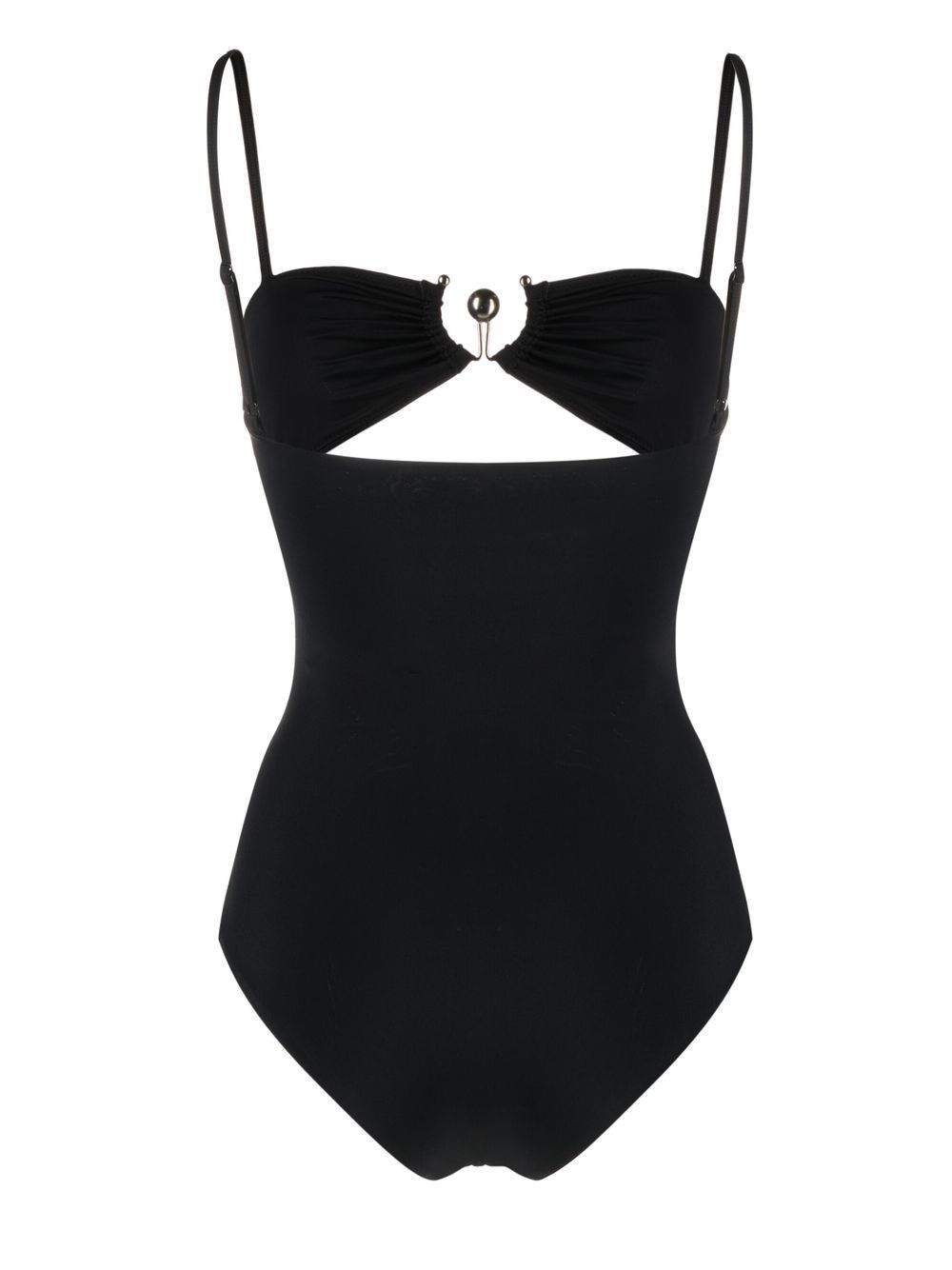 Shop Christopher Esber Square Neck Cut-out Swimsuit In Black