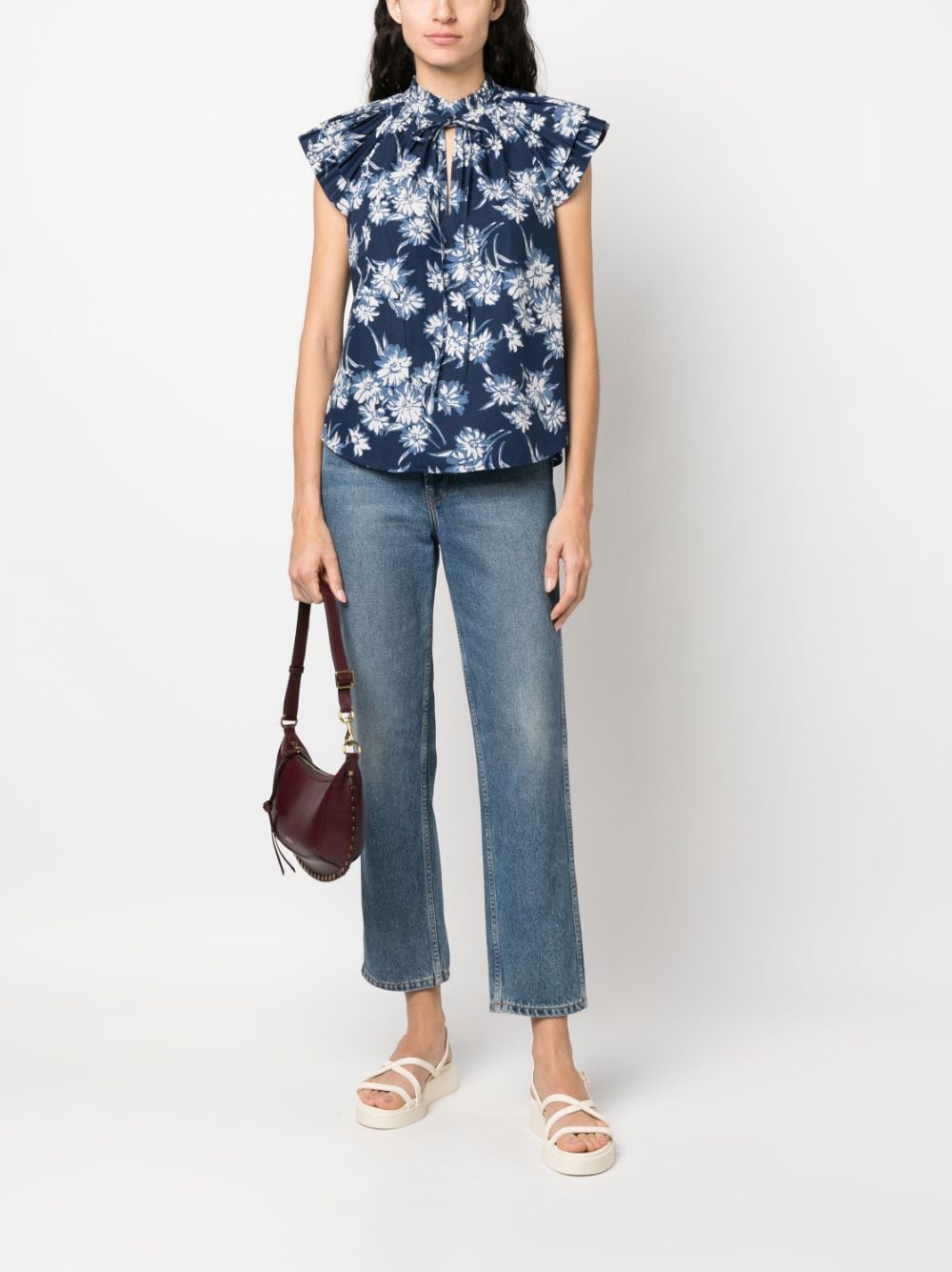 Shop Polo Ralph Lauren Floral-print Blouse In Blau