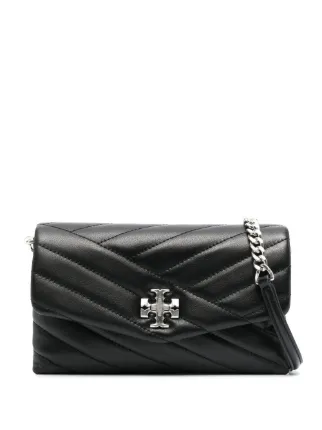 Tory Burch Chevron Leather Quilted Bag Black FARFETCH