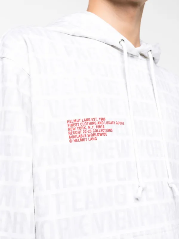 Helmut Lang White Logo Print Cotton Hoodie White FARFETCH AM