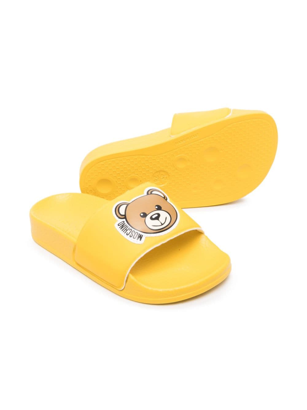 Moschino Kids Slippers met teddybeerpatroon - Geel