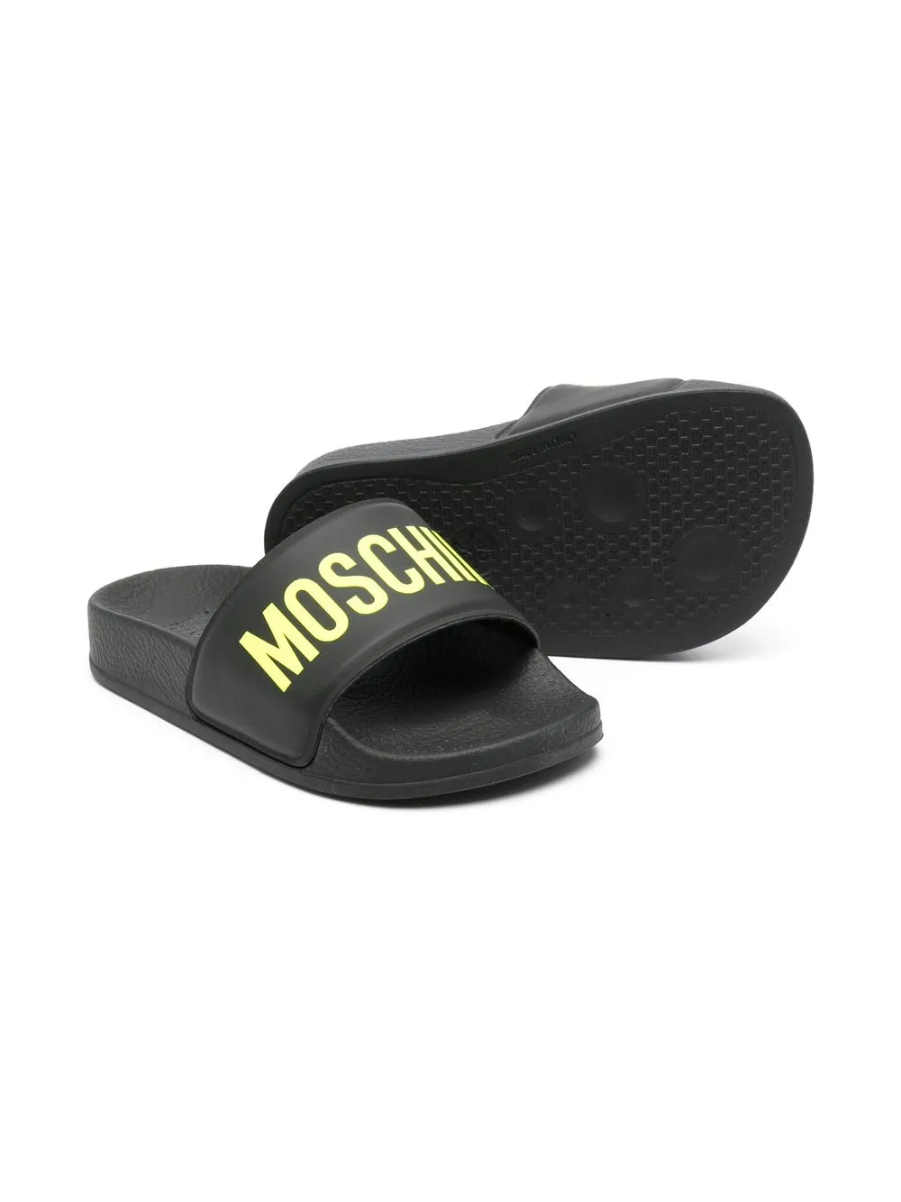 Moschino Kids Slippers met logoprint - Zwart