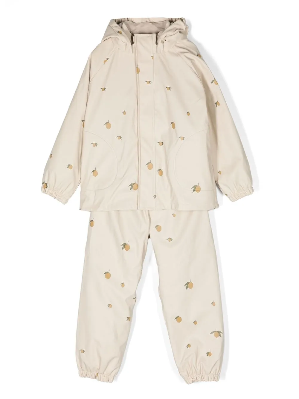 Konges Sløjd lemon-print hooded rain tracksuit | Neutrals | Image 1