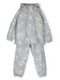 Konges Sløjd whale-print hooded rain tracksuit - Grey