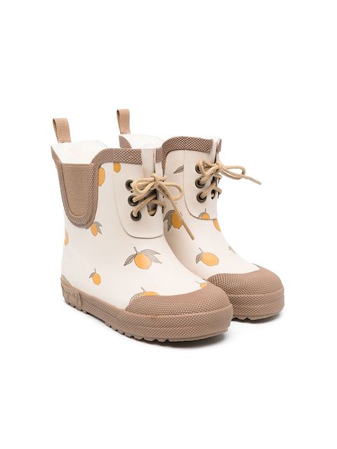 Konges Sløjd lemon-print shearling wellies 