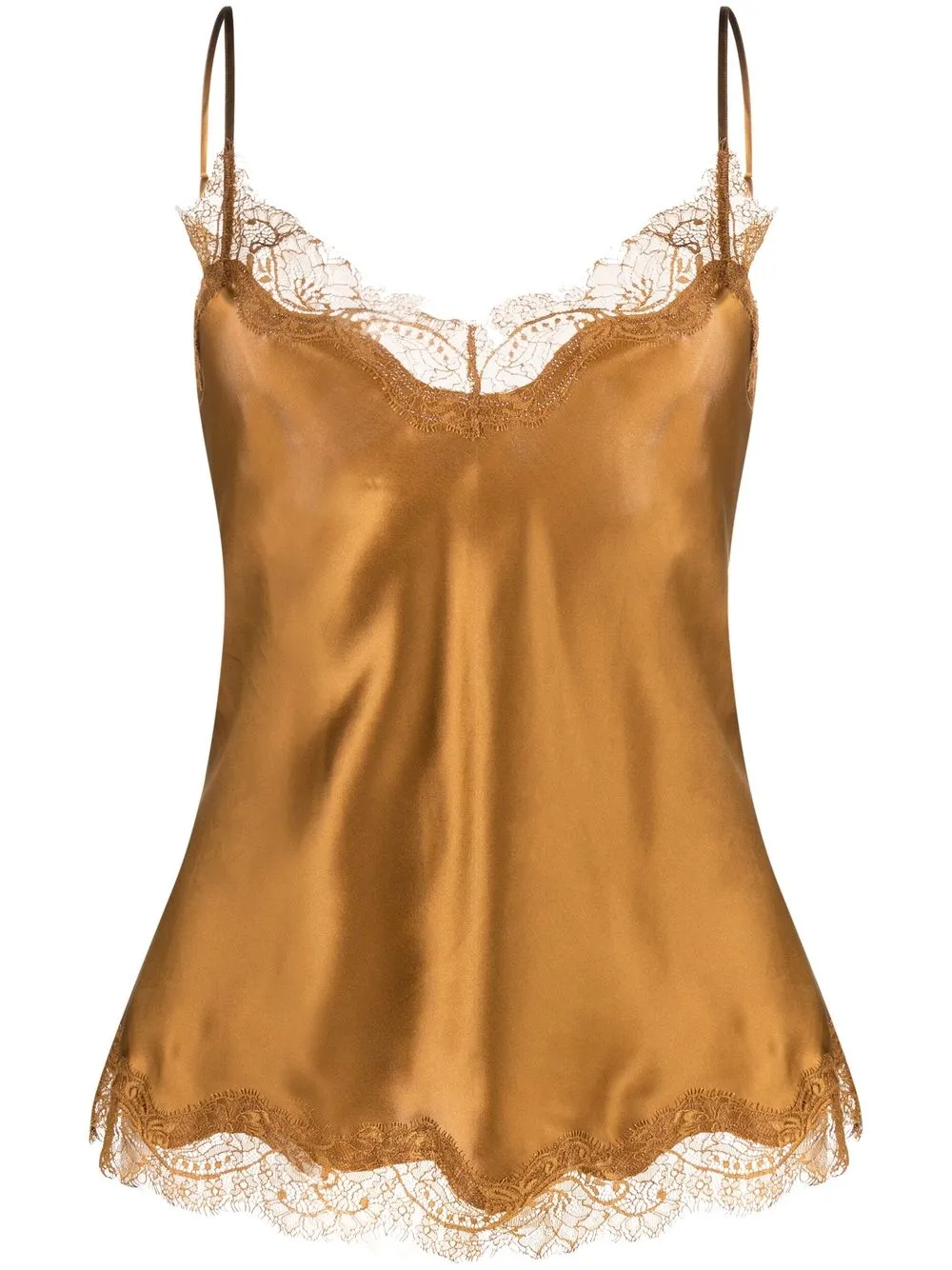 

Sainted Sisters lace-trim silk vest - Brown