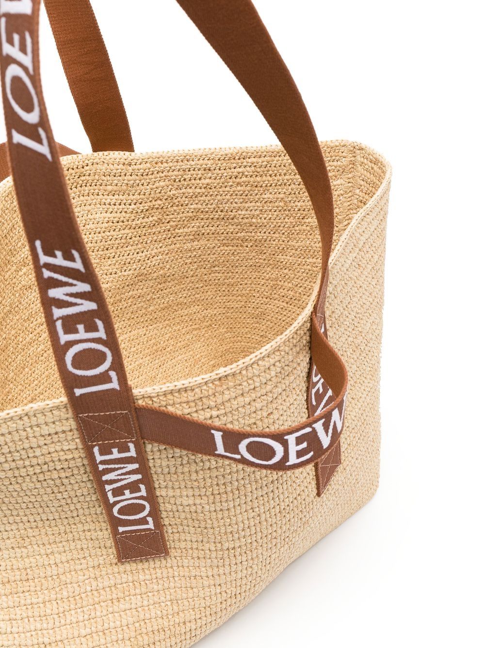 LOEWE logo-tape raffia tote Women