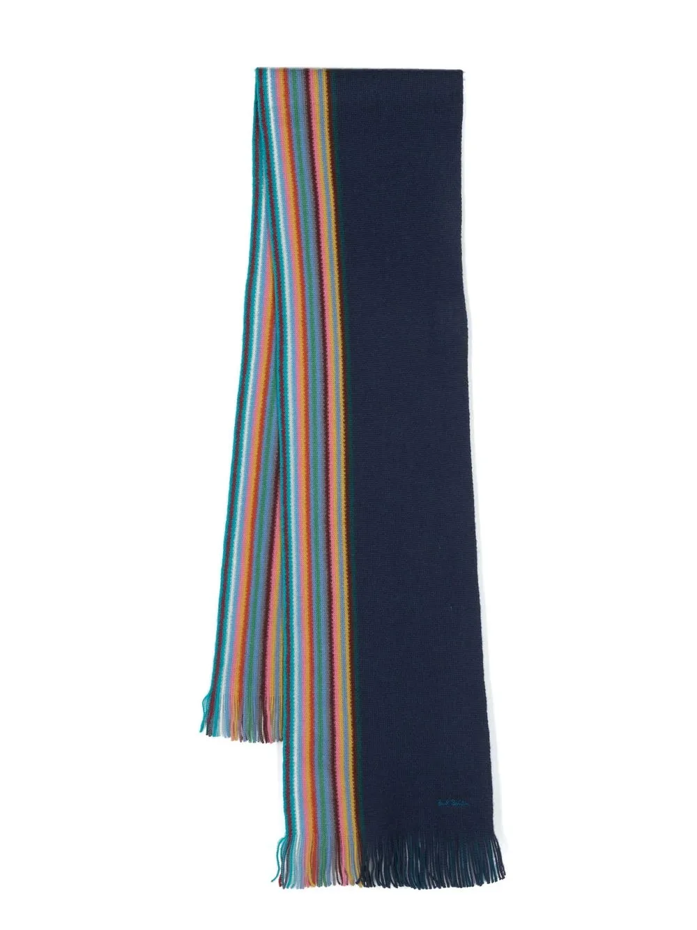

PS Paul Smith striped logo-embroidered scarf - Blue
