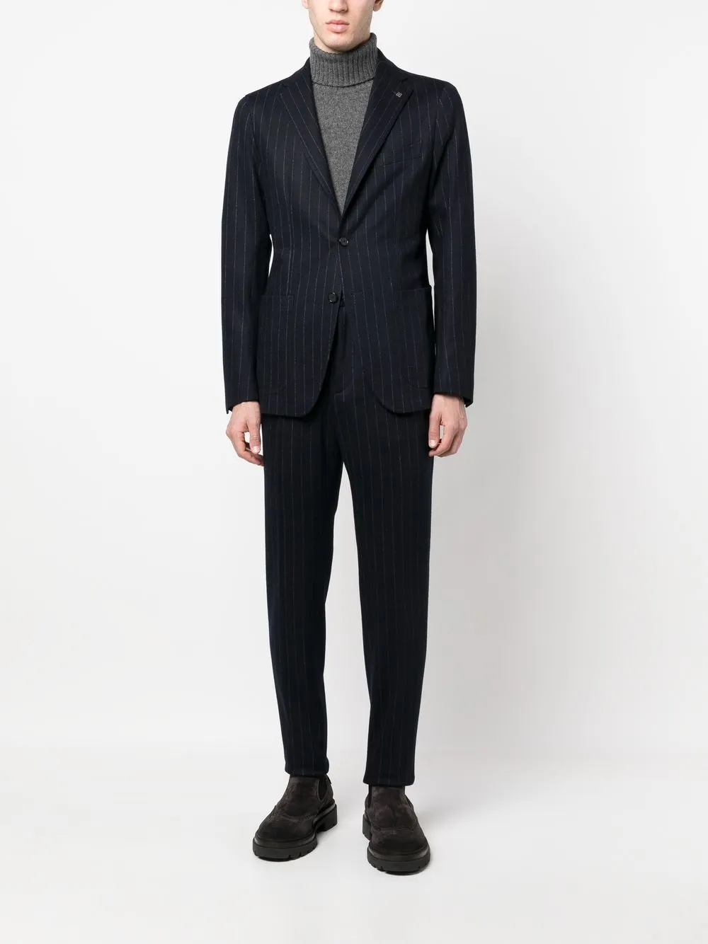Tagliatore Pinstripe Single-breasted Suit In Blue
