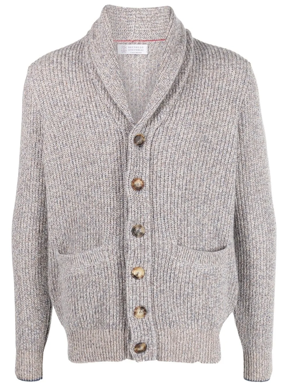 

Brunello Cucinelli ribbed-knit shawl-lapel cardigan - Neutrals