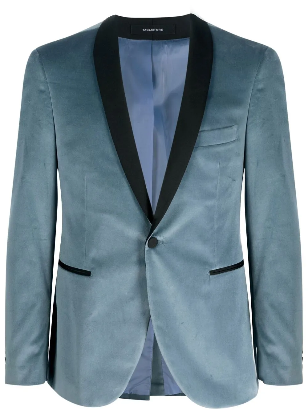 

Tagliatore velvet-finish shawl blazer - Blue