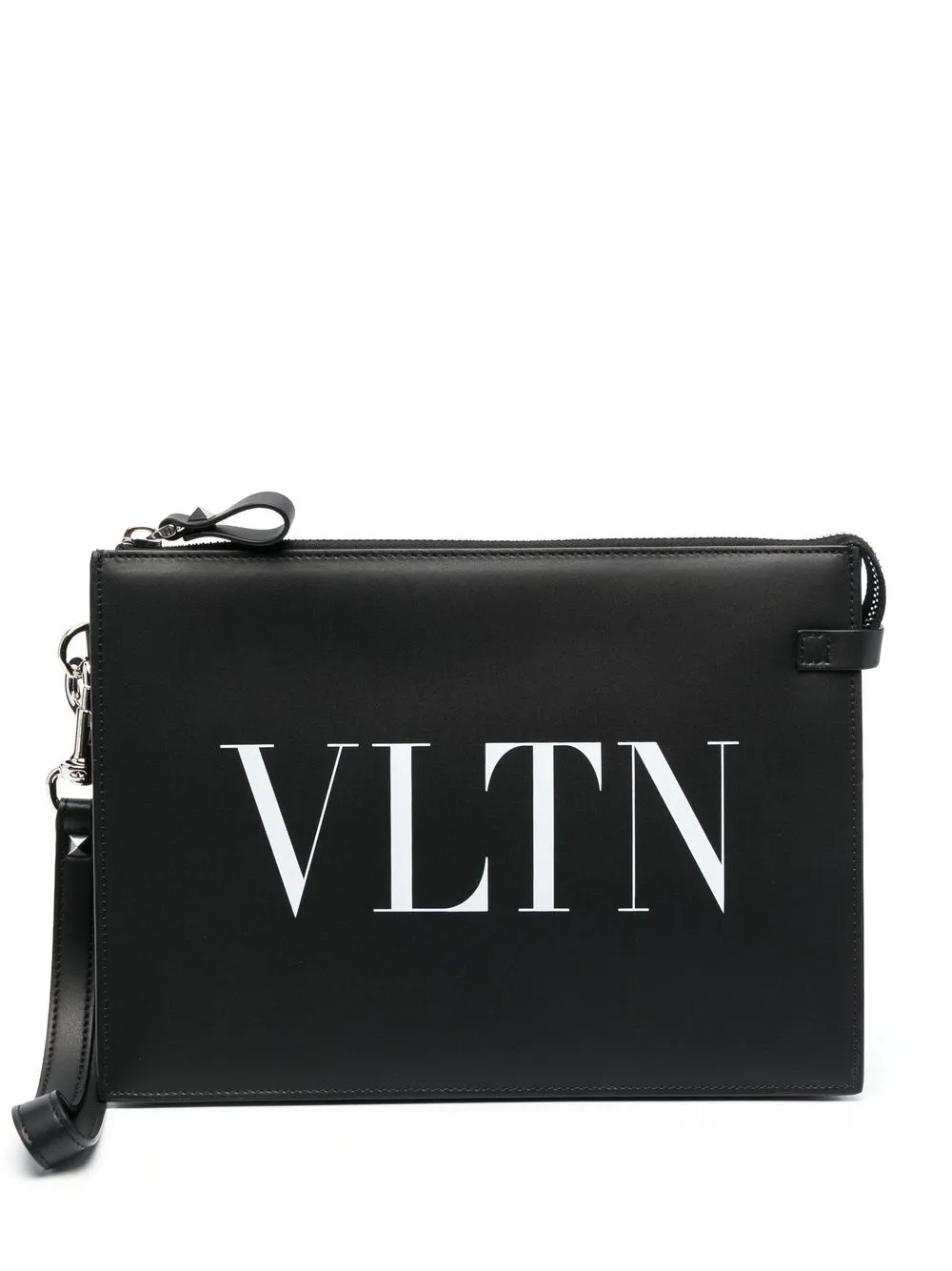 

Valentino Garavani VLTN leather clutch bag - Black