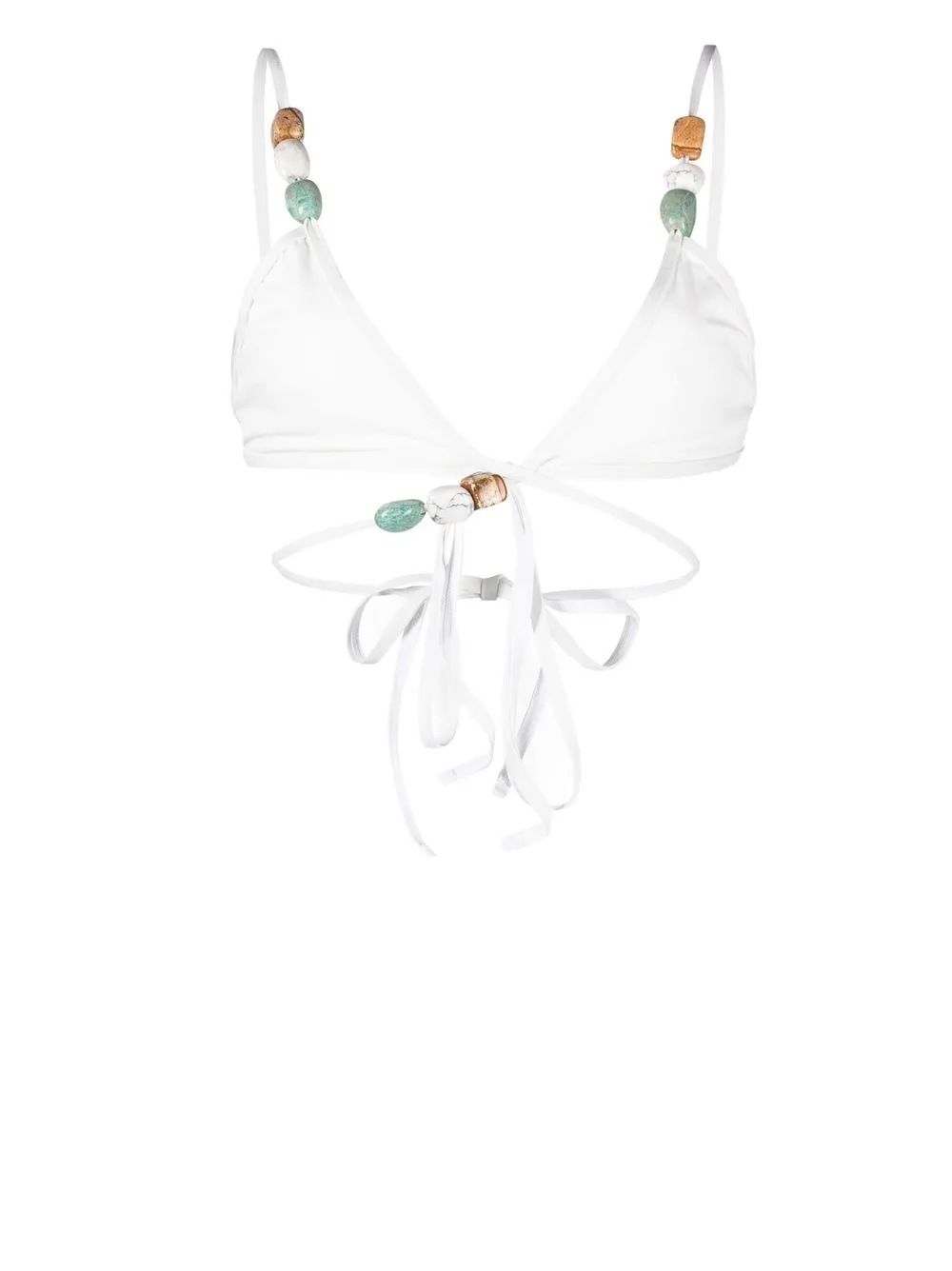 

Christopher Esber crystal-detail triangle bikini top - White