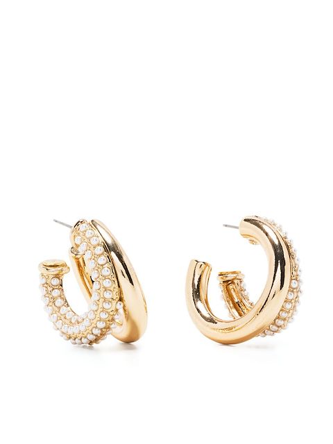 Kenneth Jay Lane pearl-embellished hoop earrings