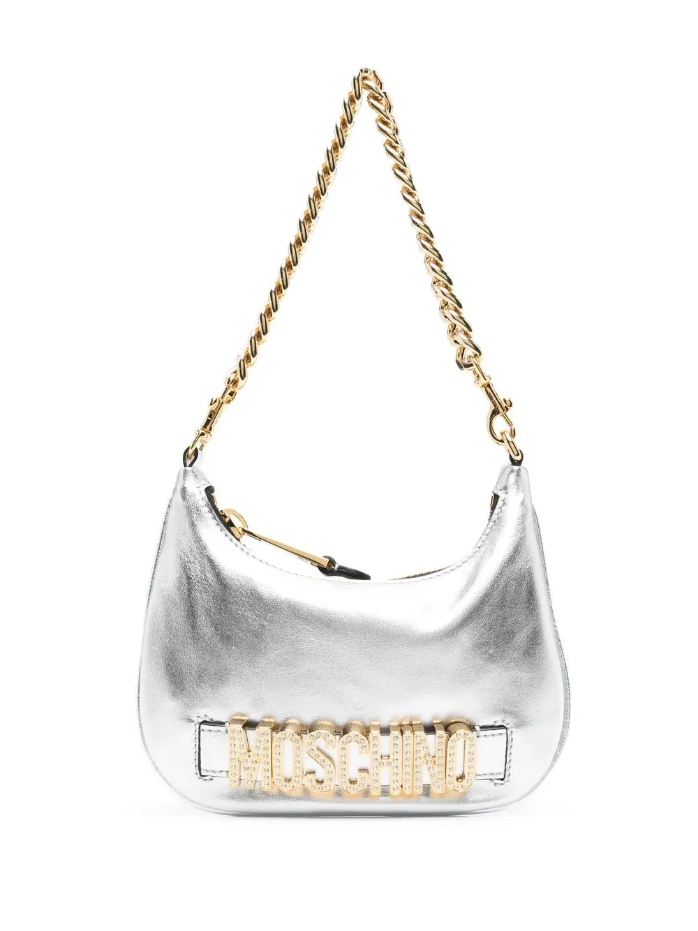 metallic logo-lettering shoulder bag