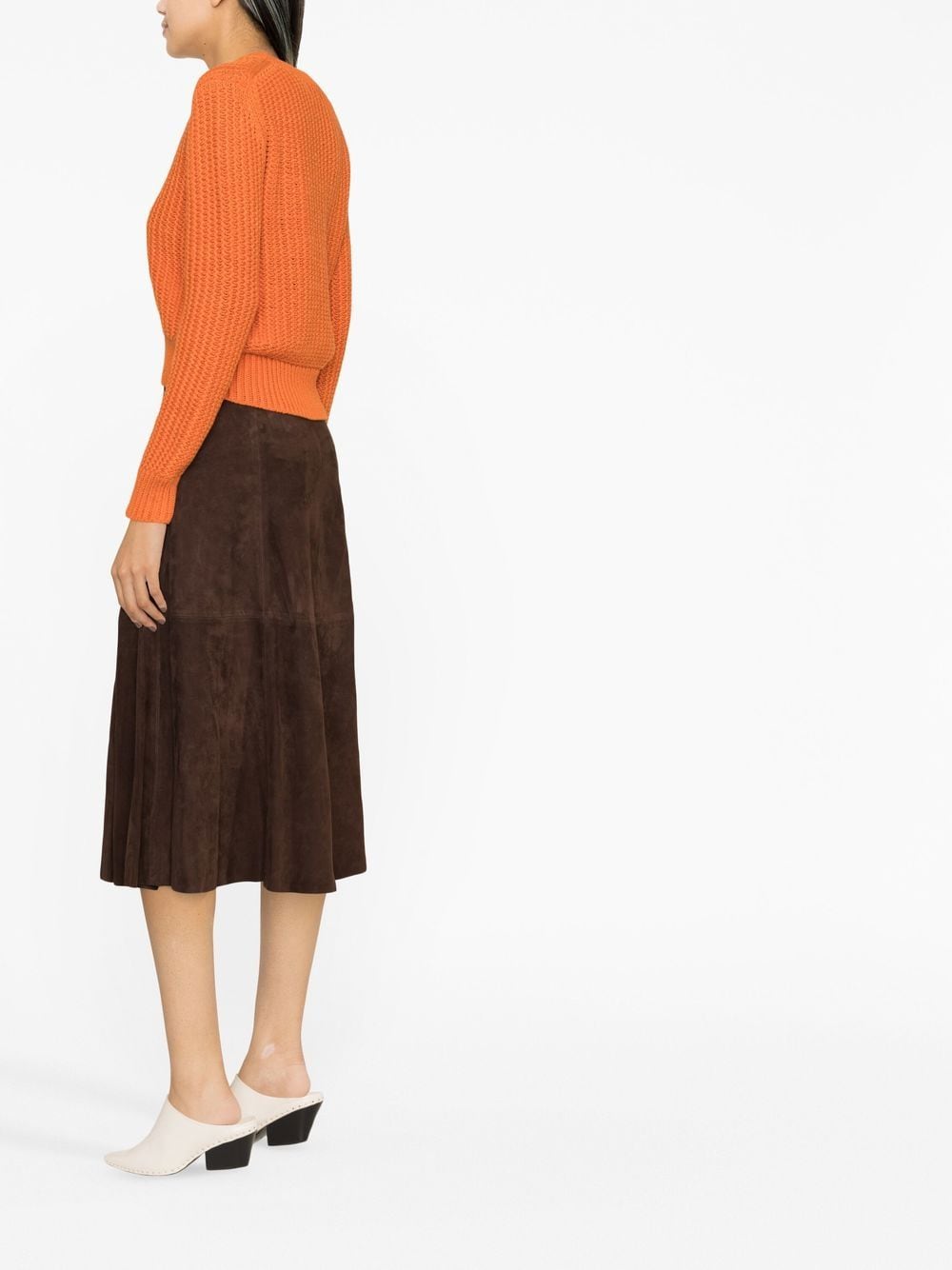 Shop Polo Ralph Lauren Lambskin High-waisted Skirt In 褐色