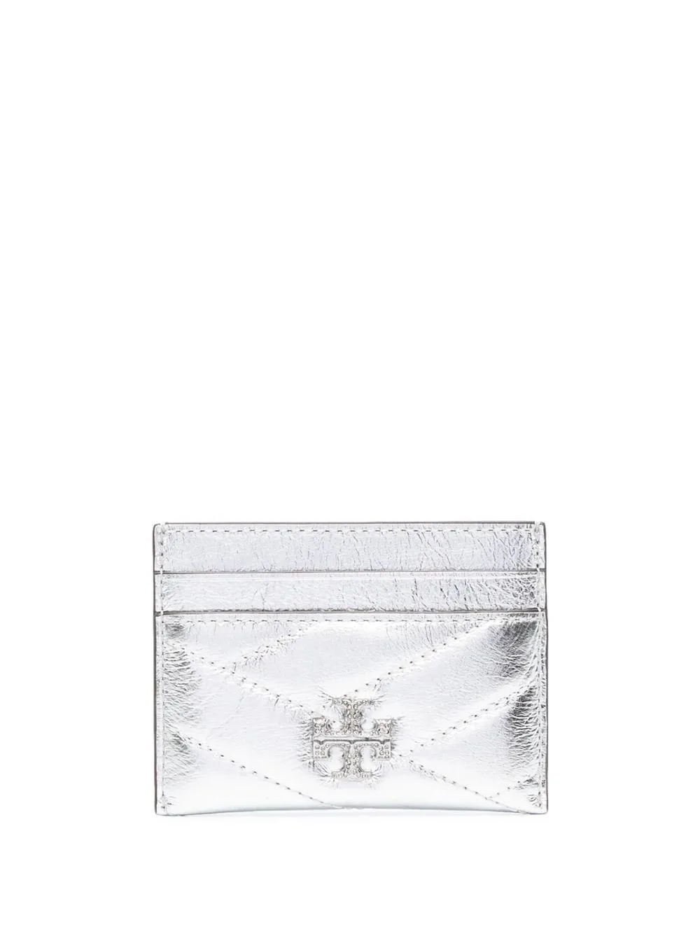 

Tory Burch leather logo-plaque card case - Silver