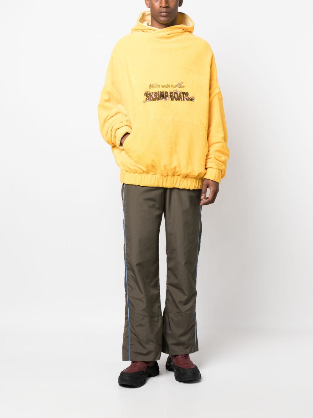 Shop Robyn Lynch Slogan Embroidery Oversized Hoodie In Yellow