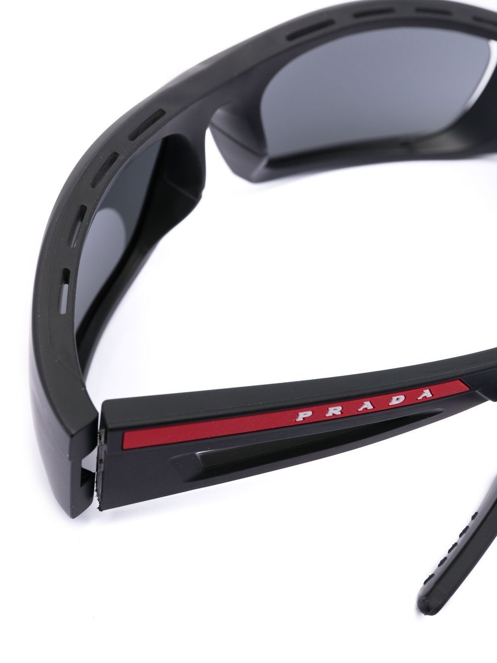 Shop Prada Rectangle-frame Tinted Lenses Sunglasses In Black