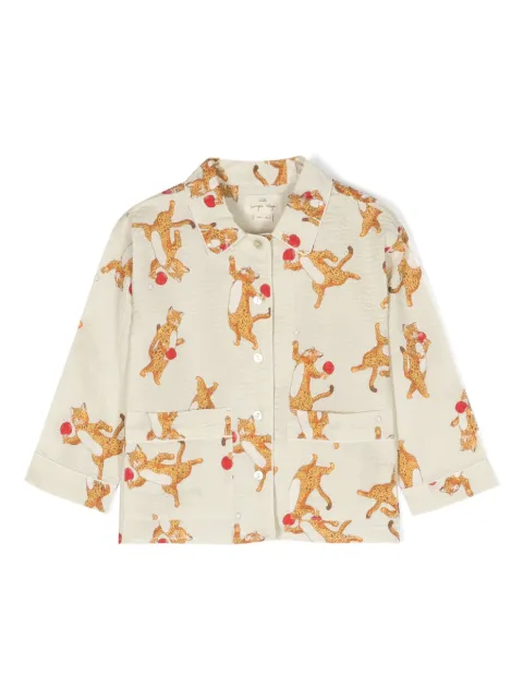 Konges Sløjd cat-print seersucker shirt