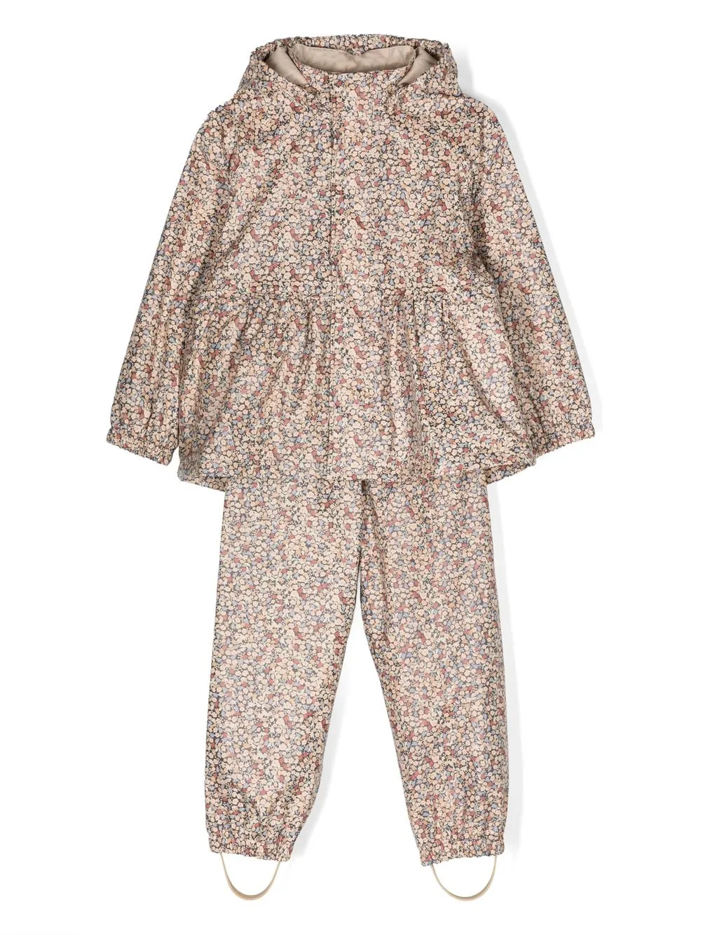 Konges Sløjd Kids' Floral-print Hooded Playsuit