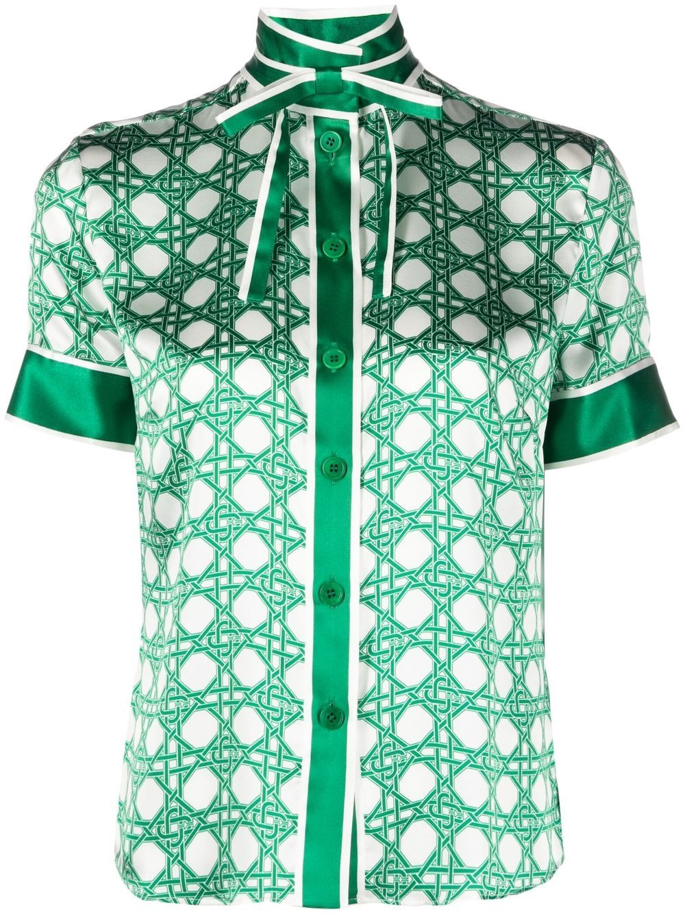 CASABLANCA Silk Shirt With Monogram in Green for Men