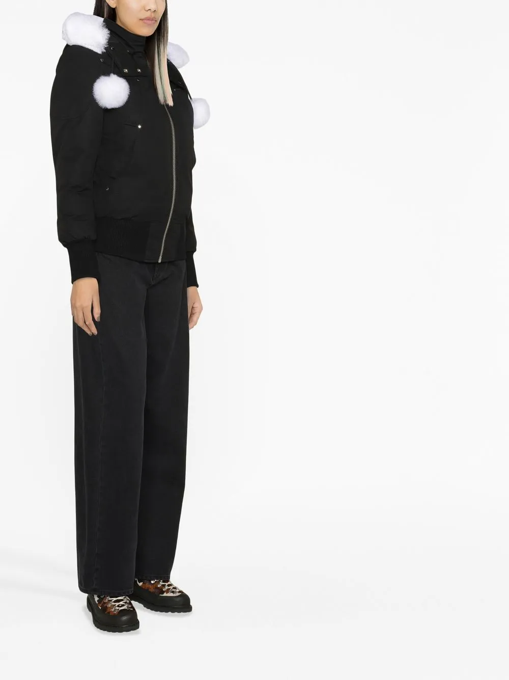 Moose Knuckles Black And White Debbie Down Jacket In Schwarz