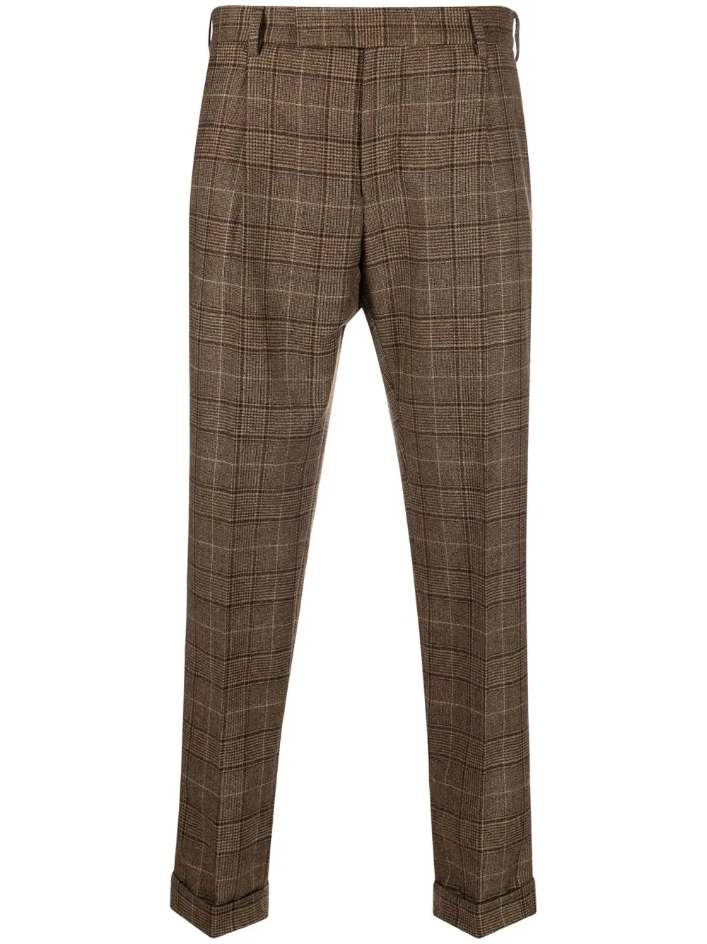 

PT Torino plaid-check cropped trousers - Brown