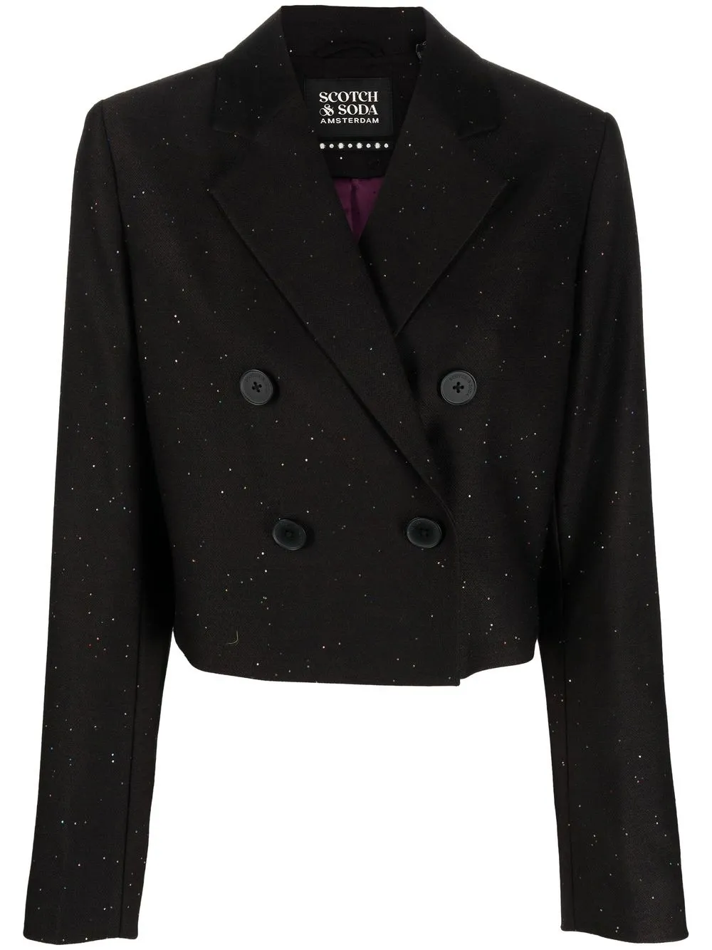 Scotch & Soda speckled-knit double-breasted blazer - Black
