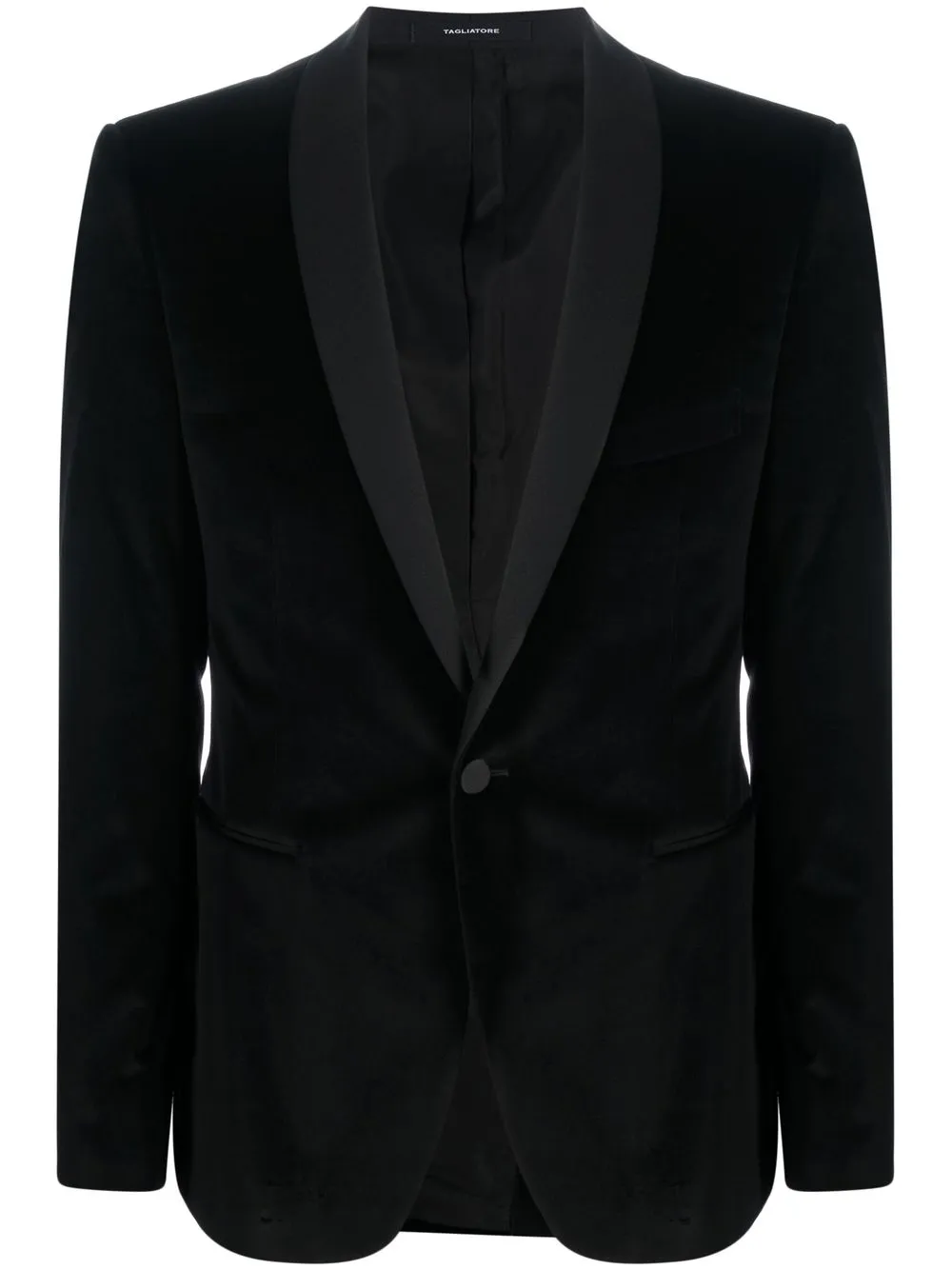 

Tagliatore velvet-finish shawl blazer - Black