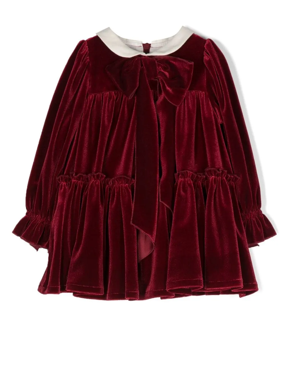 

La Stupenderia bow-embellished velvet dress - Red