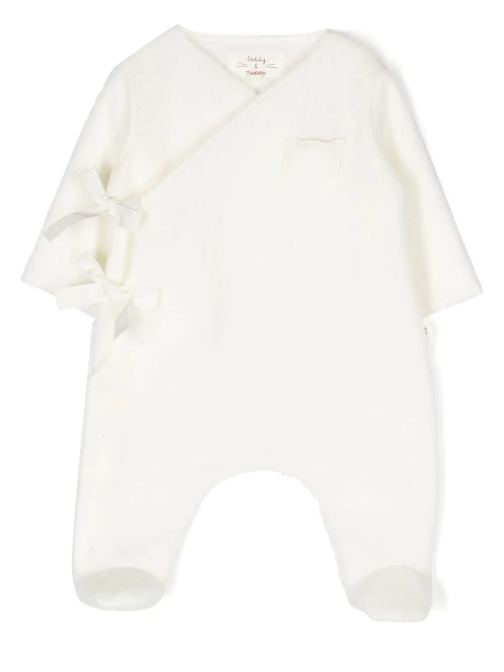 

TEDDY & MINOU cat-patch bow-detail pyjamas - White