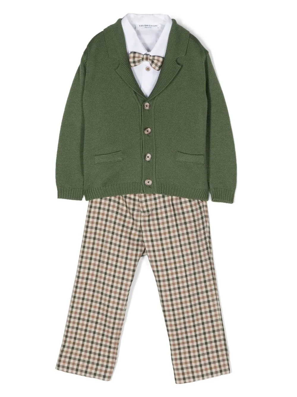 

Colorichiari checked three-piece set - Green