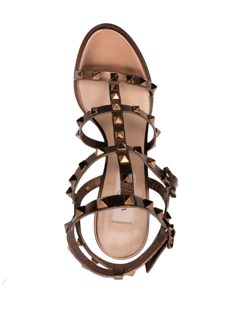Shop Valentino Rockstud 90mm Metallic Sandals In Brown