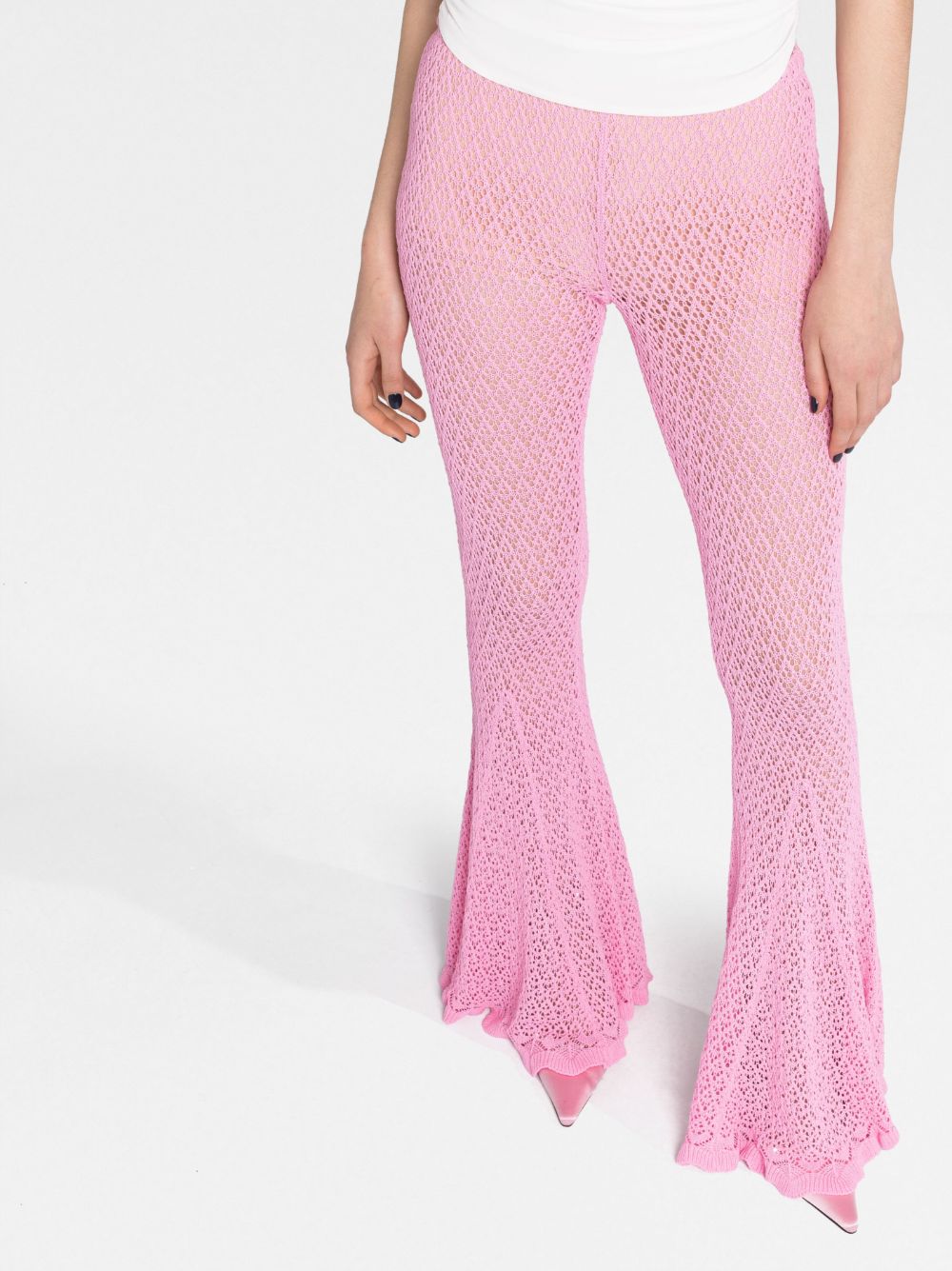 Shop Blumarine Knitted Flared Trousers In Rosa