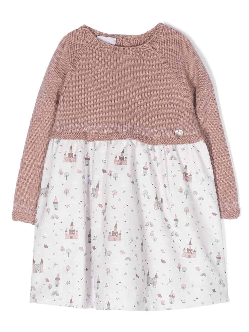 

Paz Rodriguez panelled illustrated-print dress - Pink