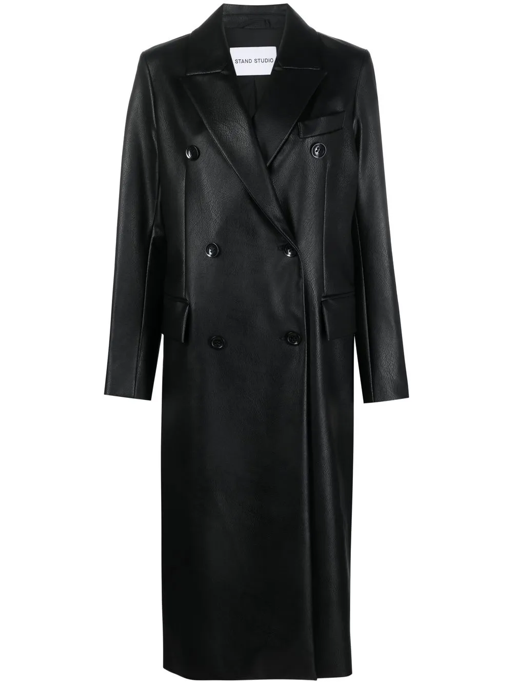 

STAND STUDIO faux-leather double-breasted coat - Black