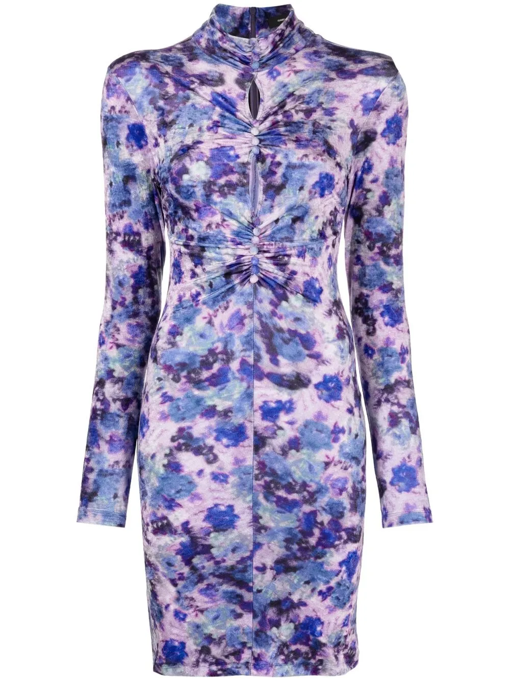 

Isabel Marant Gram floral print velvet dress - Purple