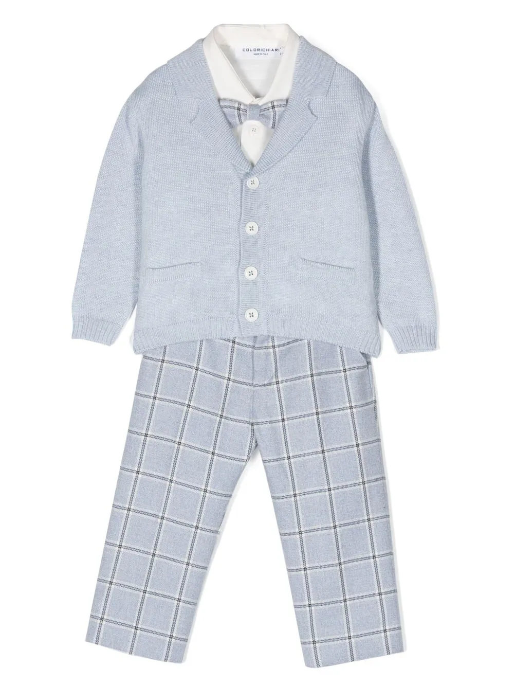 

Colorichiari bow-tie checked outfit set - Blue