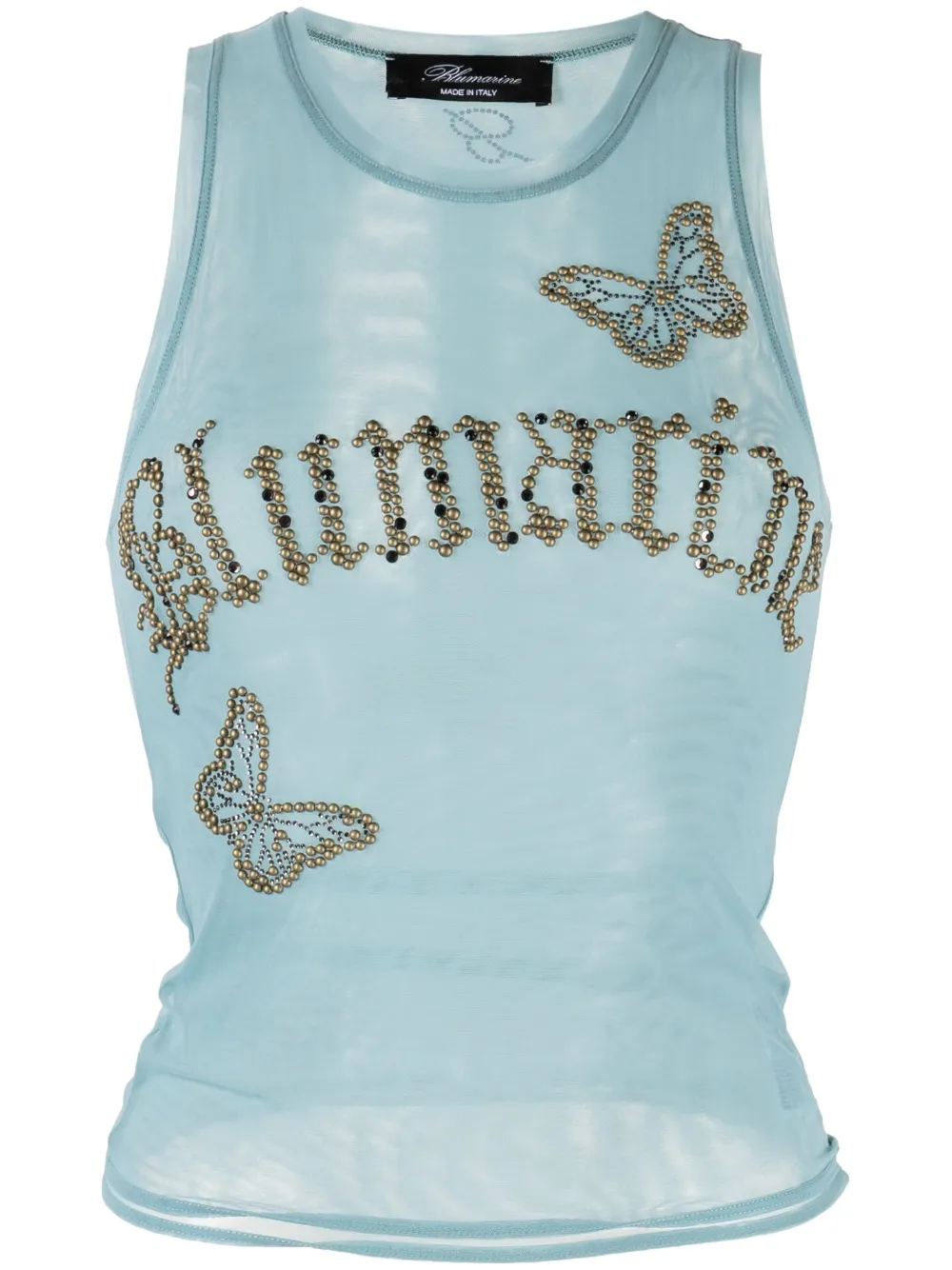 Blumarine stretch-tulle stud-embellished top
