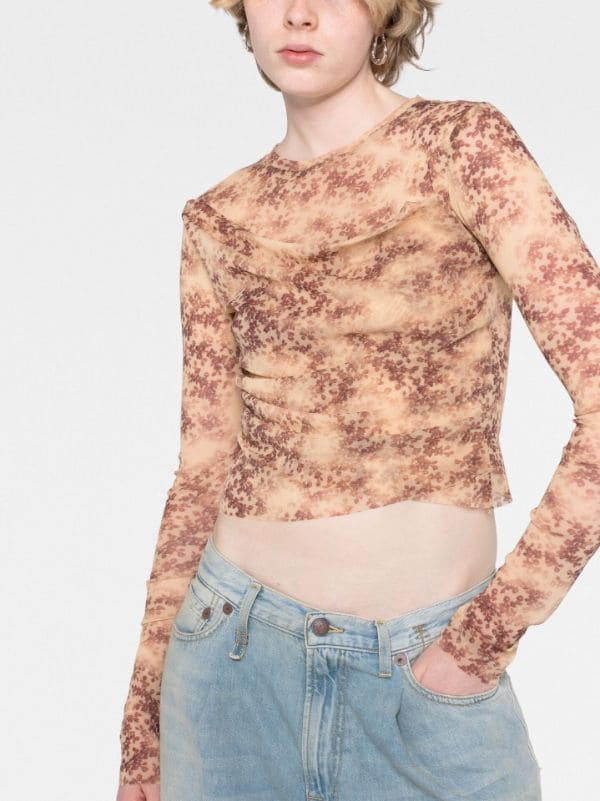 Commission floral-print semi-sheer Top - Farfetch