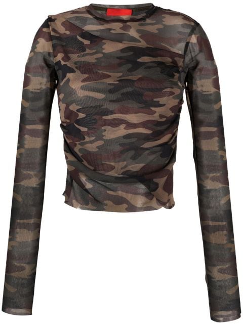 Commission - camouflage-print semi-sheer top