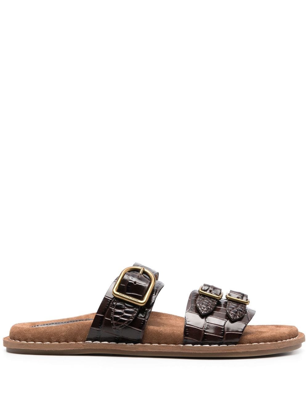 Image 1 of Polo Ralph Lauren croco-effect strappy slides
