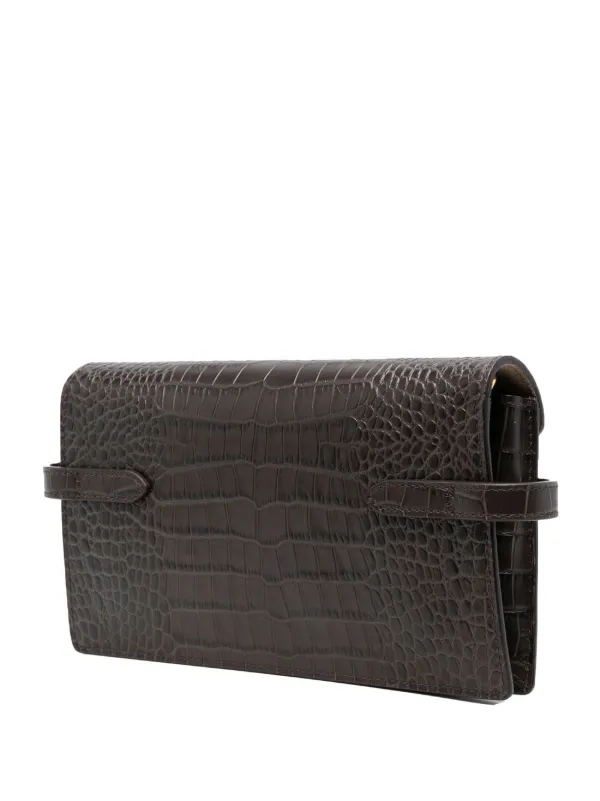 Gucci Crocodile Clutch Bag Brown