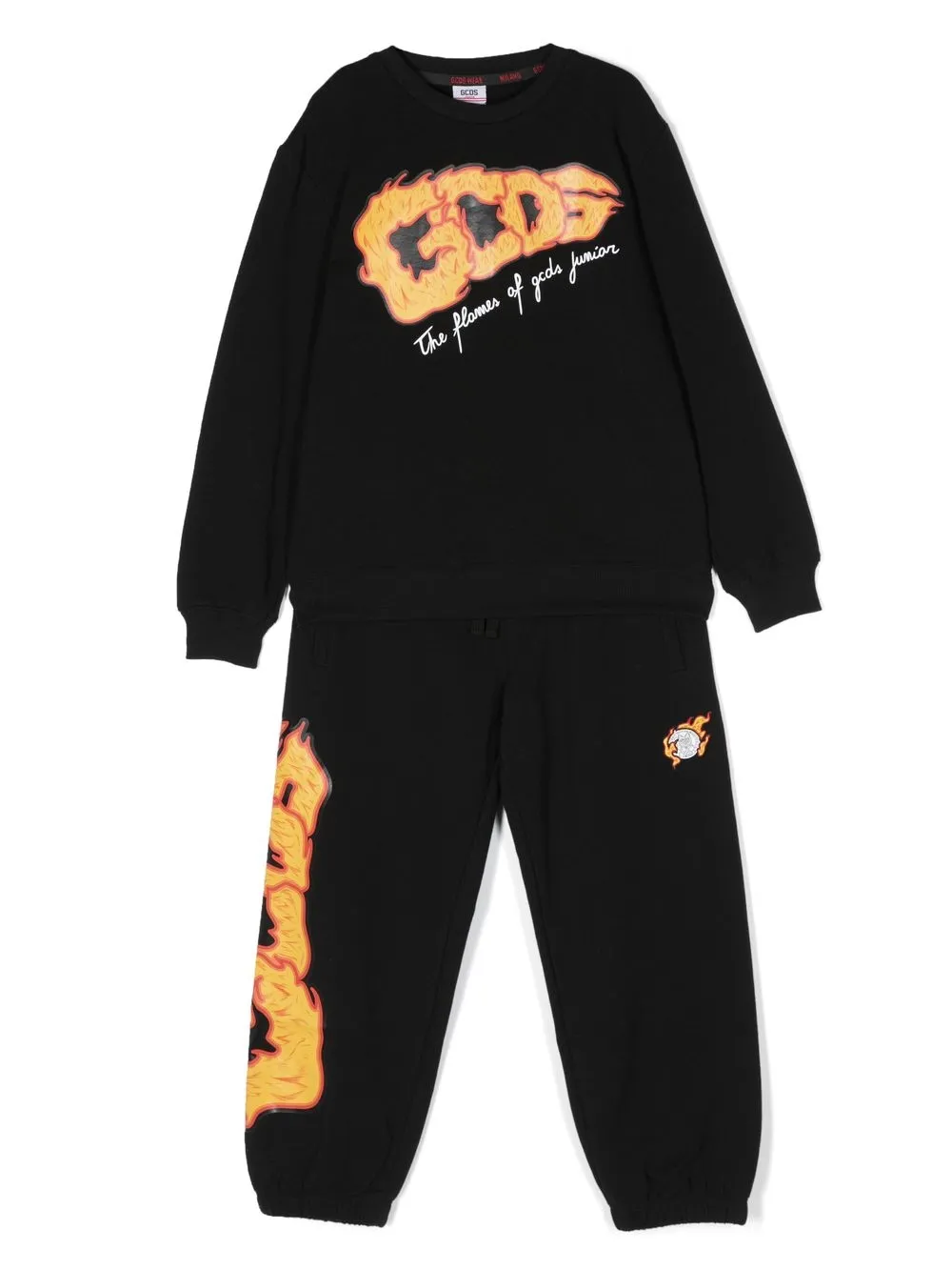 

Gcds Kids flame logo graphic print tracksuit - Black