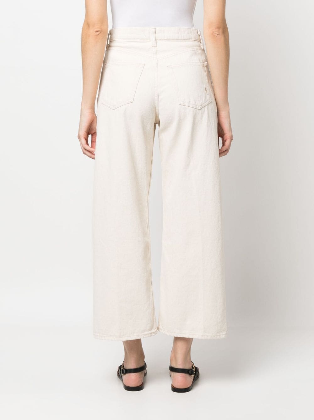 Shop Polo Ralph Lauren Cropped Wide-leg Trousers In Nude